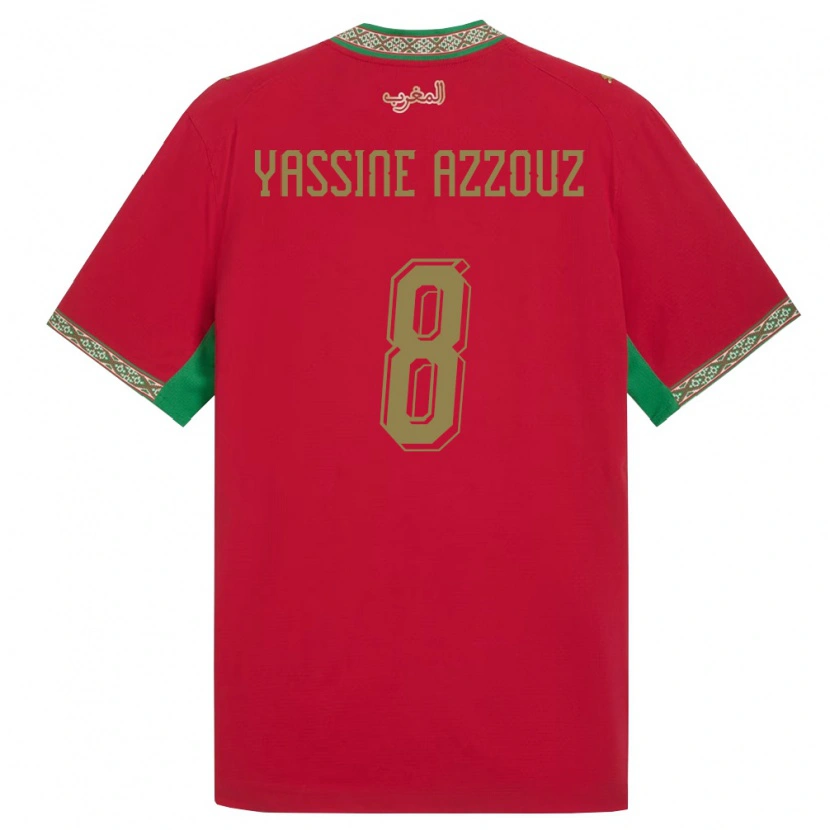 Danxen Dámské Maroko Mohamed Yassine Azzouz #8 Červená Zelená Bílá Domů Hráčské Dresy 26-28 Dres