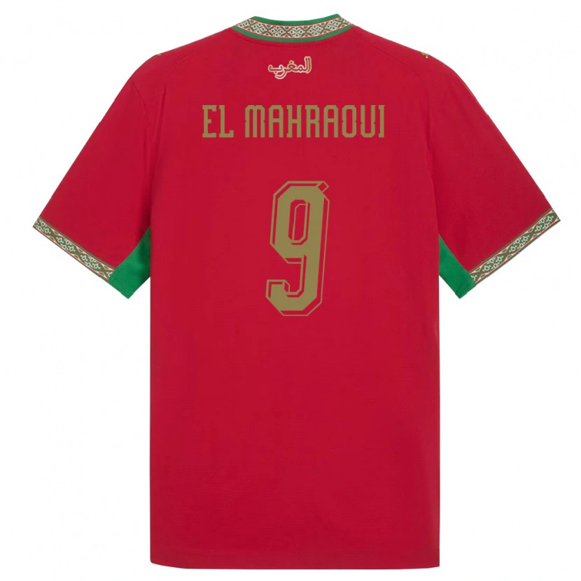 Danxen Dámské Maroko Anas El Mahraoui #9 Červená Zelená Bílá Domů Hráčské Dresy 26-28 Dres
