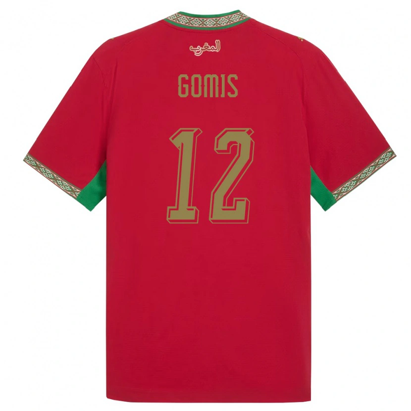 Danxen Dámské Maroko Ibrahim Gomis #12 Červená Zelená Bílá Domů Hráčské Dresy 26-28 Dres