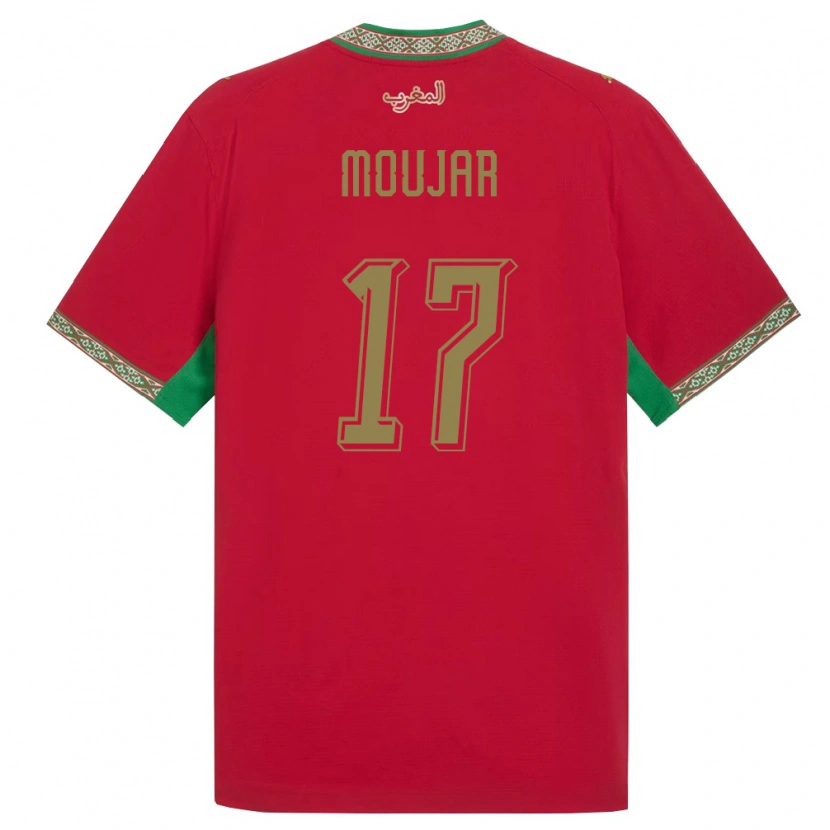 Danxen Dámské Maroko Salah Moujar #17 Červená Zelená Bílá Domů Hráčské Dresy 26-28 Dres