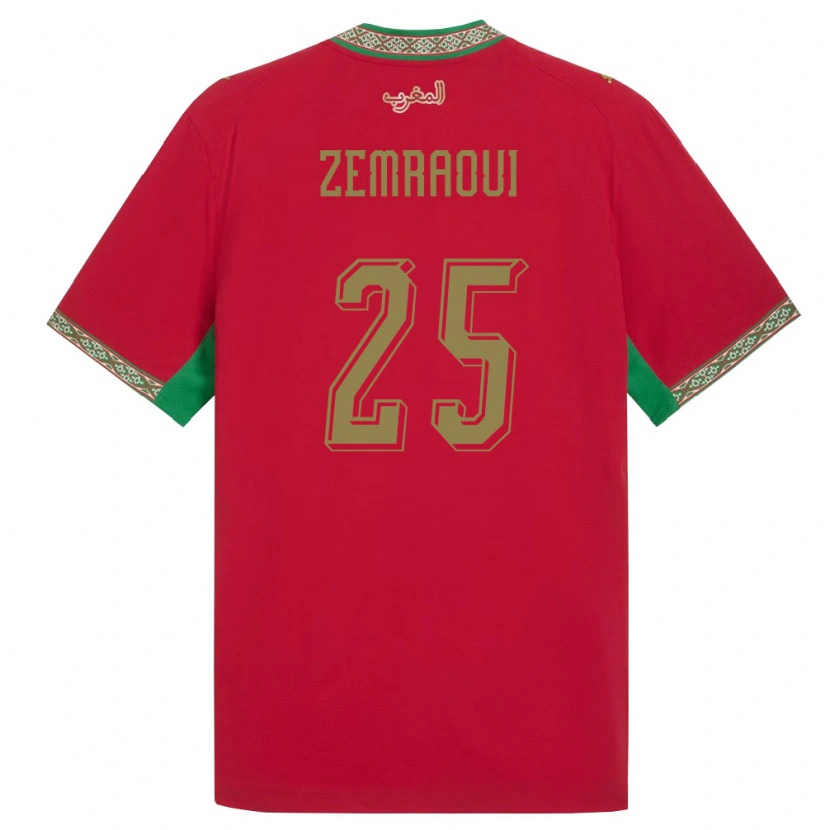Danxen Dámské Maroko Oussama Zemraoui #25 Červená Zelená Bílá Domů Hráčské Dresy 26-28 Dres