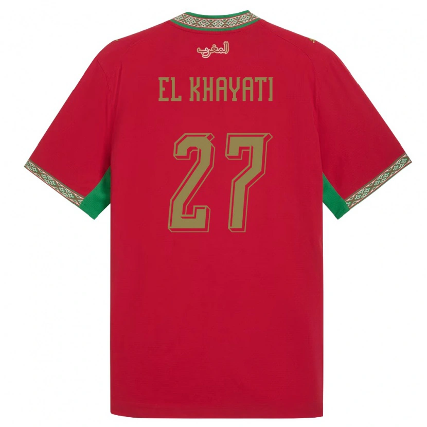 Danxen Dámské Maroko Ayoub El Khayati #27 Červená Zelená Bílá Domů Hráčské Dresy 26-28 Dres