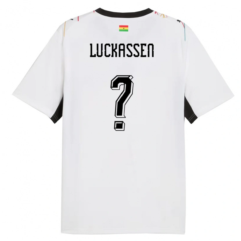 Danxen Dámské Ghana Derrick Luckassen #0 Bílá Černá Žlutá Domů Hráčské Dresy 26-28 Dres