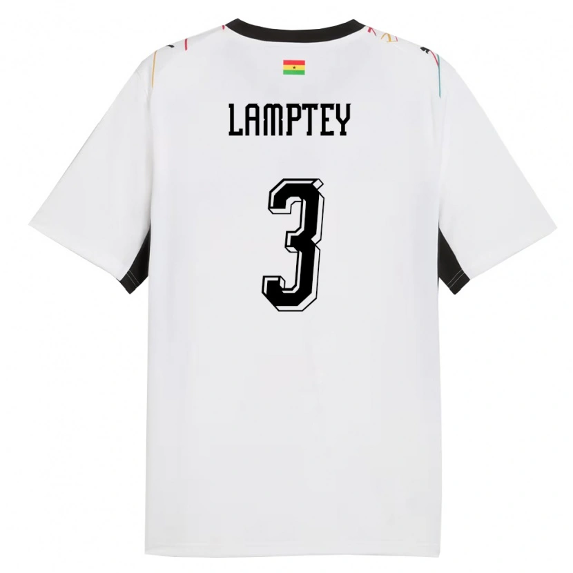 Danxen Dámské Ghana Tariq Lamptey #3 Bílá Černá Žlutá Domů Hráčské Dresy 26-28 Dres