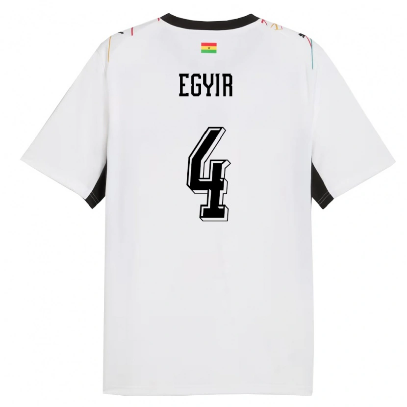 Danxen Dámské Ghana Janet Egyir #4 Bílá Černá Žlutá Domů Hráčské Dresy 26-28 Dres