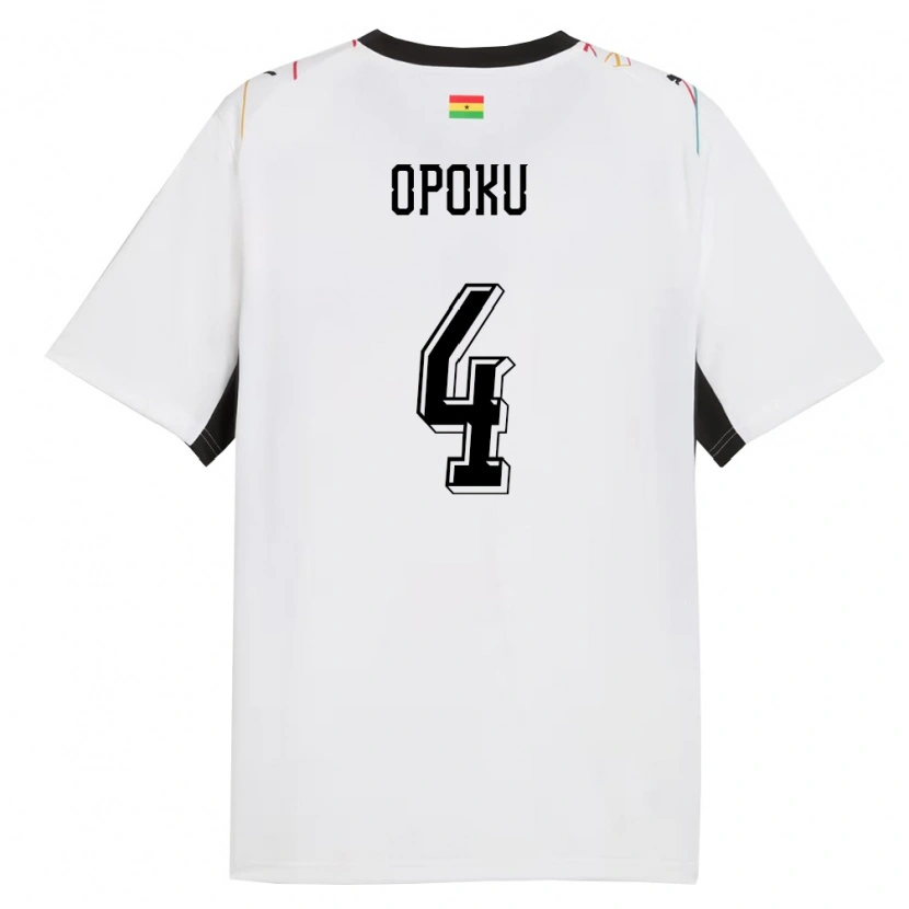 Danxen Dámské Ghana Nicholas Opoku #4 Bílá Černá Žlutá Domů Hráčské Dresy 26-28 Dres