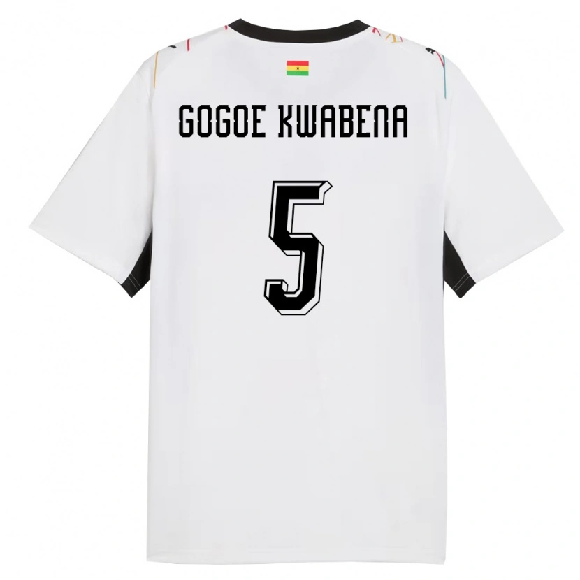 Danxen Dámské Ghana Boahen Gogoe Kwabena #5 Bílá Černá Žlutá Domů Hráčské Dresy 26-28 Dres