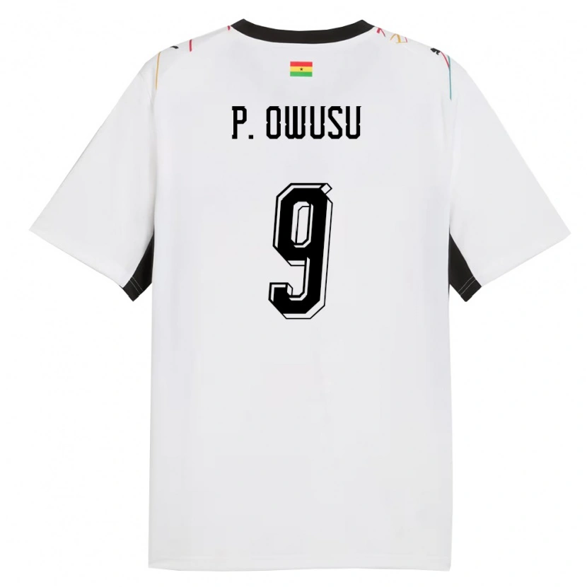 Danxen Dámské Ghana Prince Osei Owusu #9 Bílá Černá Žlutá Domů Hráčské Dresy 26-28 Dres