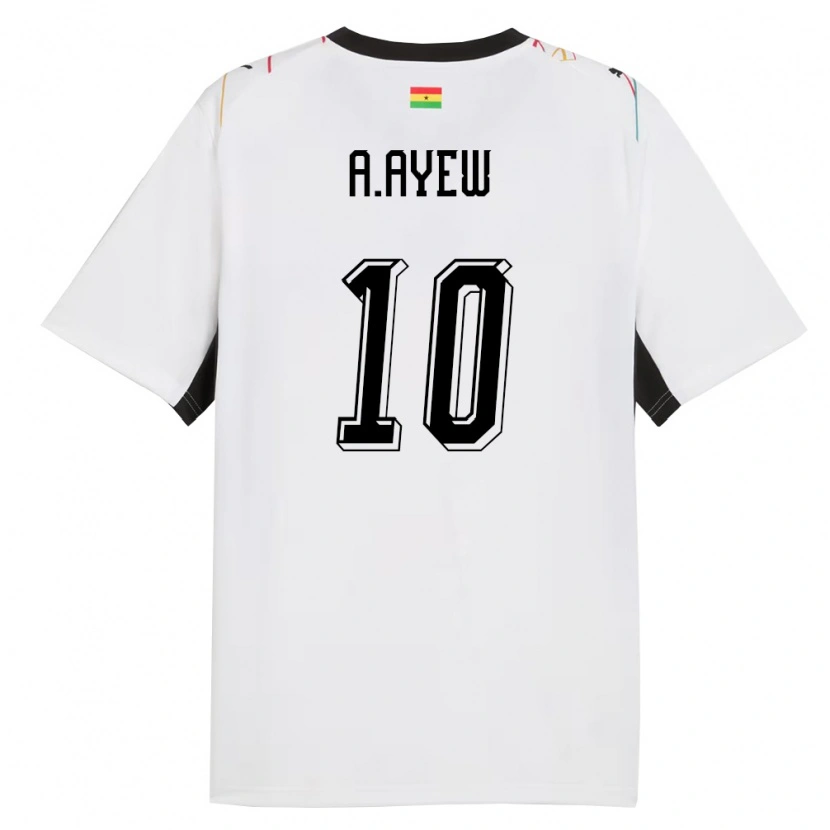 Danxen Dámské Ghana Andre Ayew #10 Bílá Černá Žlutá Domů Hráčské Dresy 26-28 Dres
