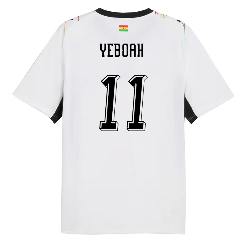 Danxen Dámské Ghana Emmanuel Yeboah #11 Bílá Černá Žlutá Domů Hráčské Dresy 26-28 Dres