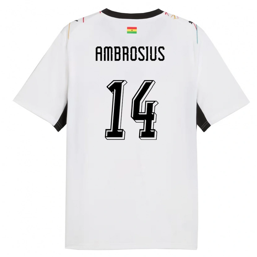 Danxen Dámské Ghana Stephan Ambrosius #14 Bílá Černá Žlutá Domů Hráčské Dresy 26-28 Dres