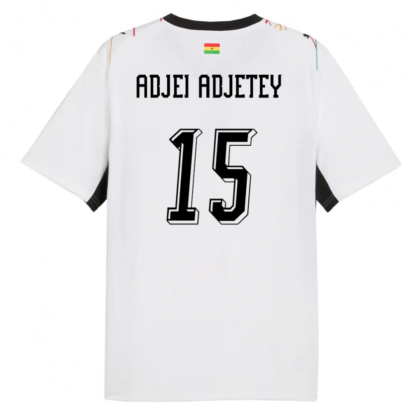 Danxen Dámské Ghana Jonas Adjei Adjetey #15 Bílá Černá Žlutá Domů Hráčské Dresy 26-28 Dres
