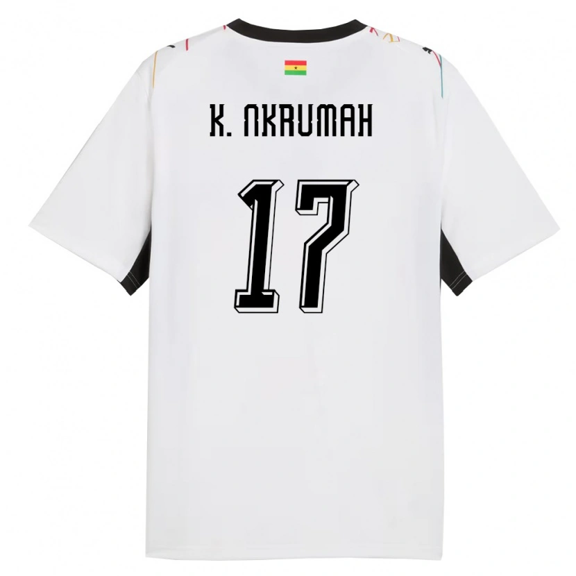 Danxen Dámské Ghana Kelvin Nkrumah #17 Bílá Černá Žlutá Domů Hráčské Dresy 26-28 Dres