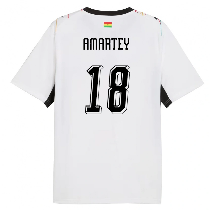 Danxen Dámské Ghana Daniel Amartey #18 Bílá Černá Žlutá Domů Hráčské Dresy 26-28 Dres