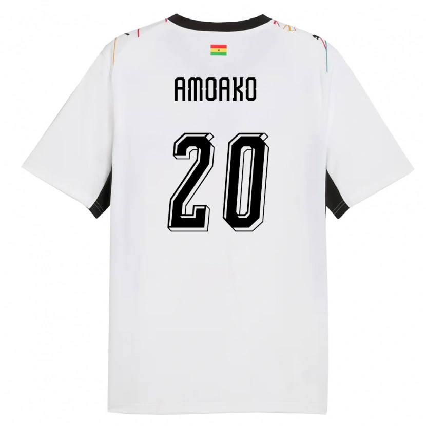 Danxen Dámské Ghana Linda Amoako #20 Bílá Černá Žlutá Domů Hráčské Dresy 26-28 Dres