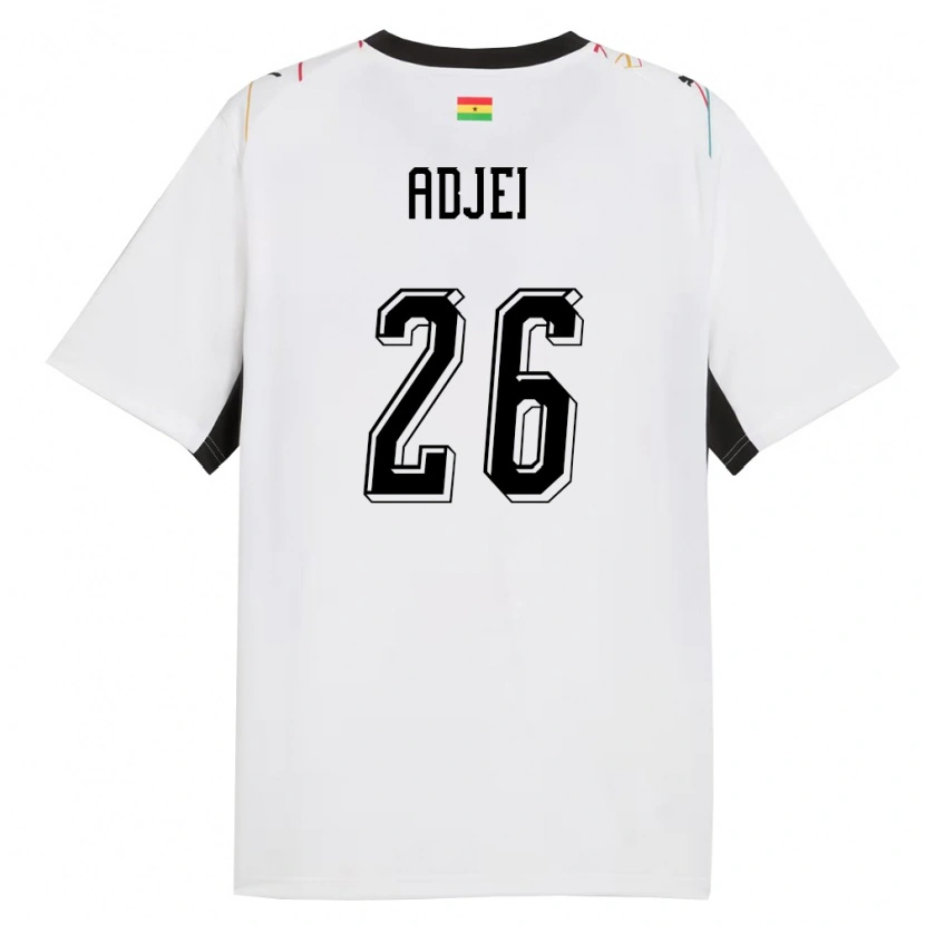 Danxen Dámské Ghana Nathaniel Adjei #26 Bílá Černá Žlutá Domů Hráčské Dresy 26-28 Dres