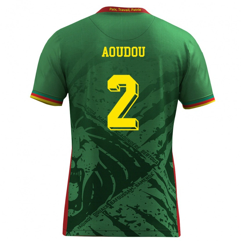 Danxen Dámské Kamerun Moussa Aoudou #2 Zelená Žlutá Červená Domů Hráčské Dresy 26-28 Dres