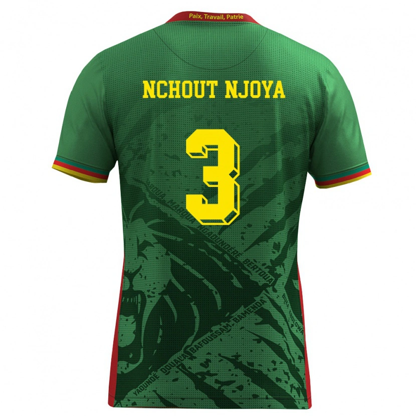 Danxen Dámské Kamerun Ajara Nchout Njoya #3 Zelená Žlutá Červená Domů Hráčské Dresy 26-28 Dres