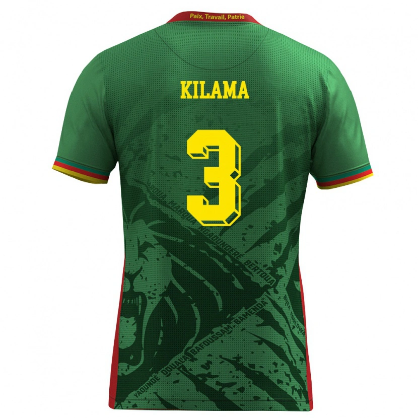 Danxen Dámské Kamerun Guy-Marcelin Kilama #3 Zelená Žlutá Červená Domů Hráčské Dresy 26-28 Dres
