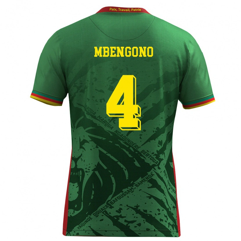 Danxen Dámské Kamerun Catherine Mbengono #4 Zelená Žlutá Červená Domů Hráčské Dresy 26-28 Dres