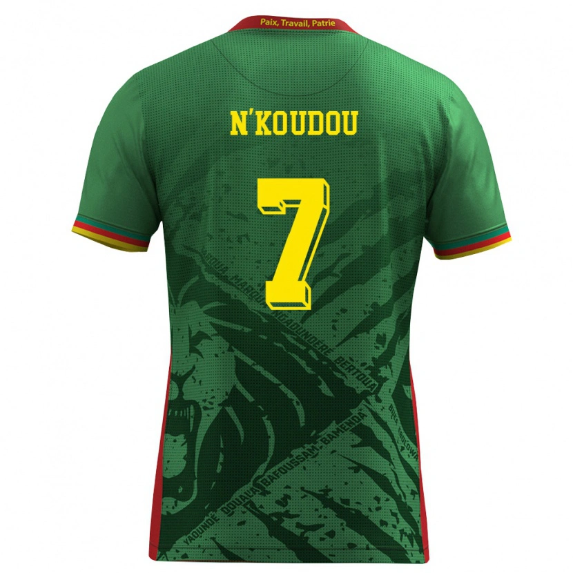 Danxen Dámské Kamerun Georges-Kevin N'koudou #7 Zelená Žlutá Červená Domů Hráčské Dresy 26-28 Dres