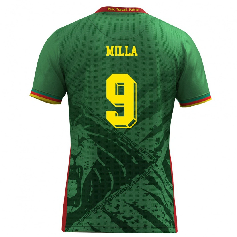 Danxen Dámské Kamerun Kevin Prince Milla #9 Zelená Žlutá Červená Domů Hráčské Dresy 26-28 Dres