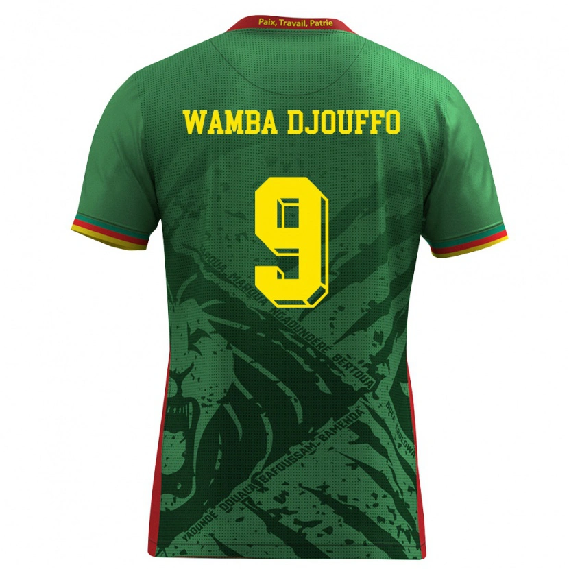Danxen Dámské Kamerun Leonel Wamba Djouffo #9 Zelená Žlutá Červená Domů Hráčské Dresy 26-28 Dres