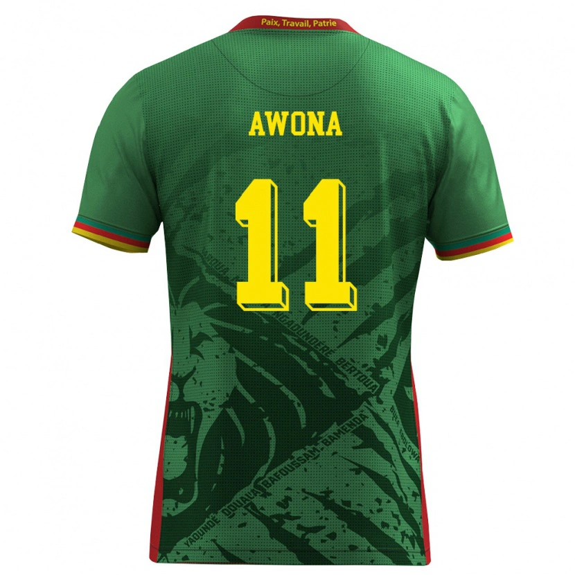 Danxen Dámské Kamerun Aurelle Awona #11 Zelená Žlutá Červená Domů Hráčské Dresy 26-28 Dres