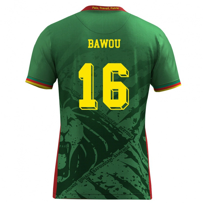 Danxen Dámské Kamerun Ange Bawou #16 Zelená Žlutá Červená Domů Hráčské Dresy 26-28 Dres