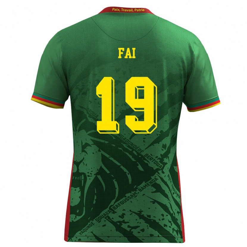 Danxen Dámské Kamerun Collins Fai #19 Zelená Žlutá Červená Domů Hráčské Dresy 26-28 Dres