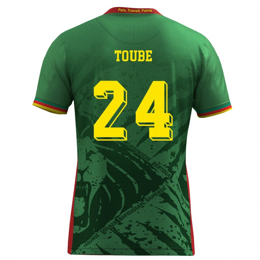Danxen Dámské Kamerun Godefroy Toube #24 Zelená Žlutá Červená Domů Hráčské Dresy 26-28 Dres