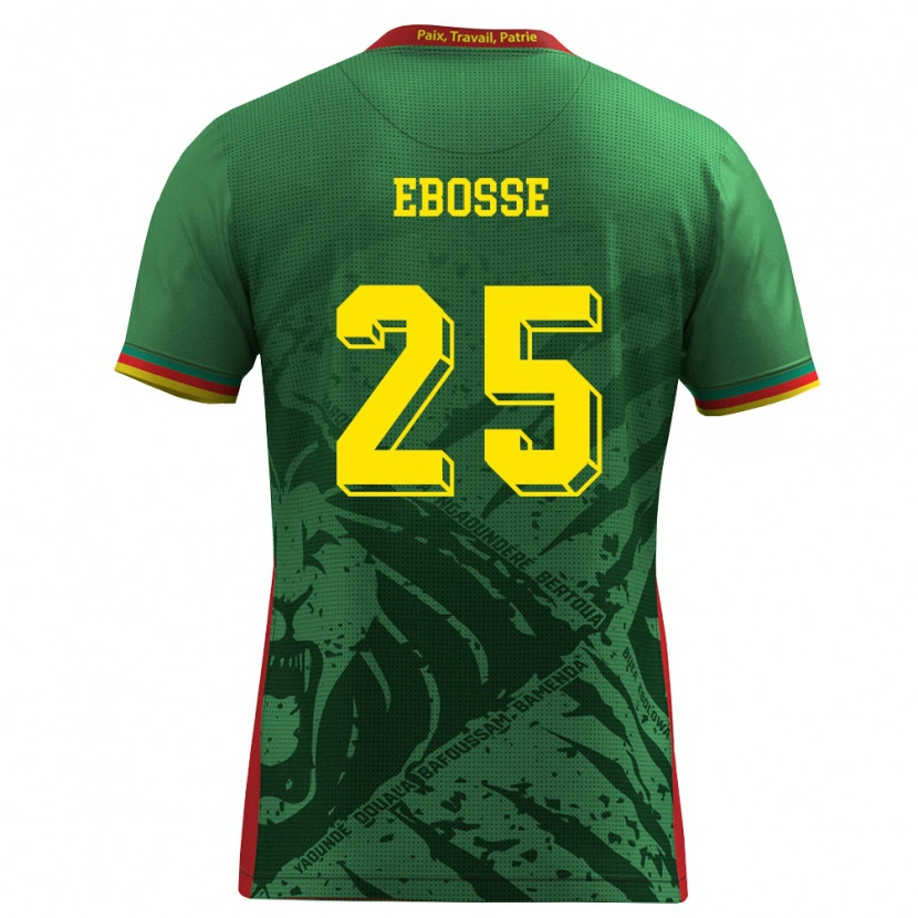 Danxen Dámské Kamerun Enzo Ebosse #25 Zelená Žlutá Červená Domů Hráčské Dresy 26-28 Dres