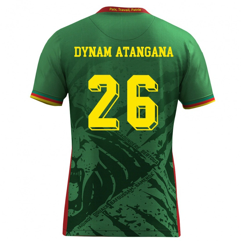 Danxen Dámské Kamerun Marc Dynam Atangana #26 Zelená Žlutá Červená Domů Hráčské Dresy 26-28 Dres