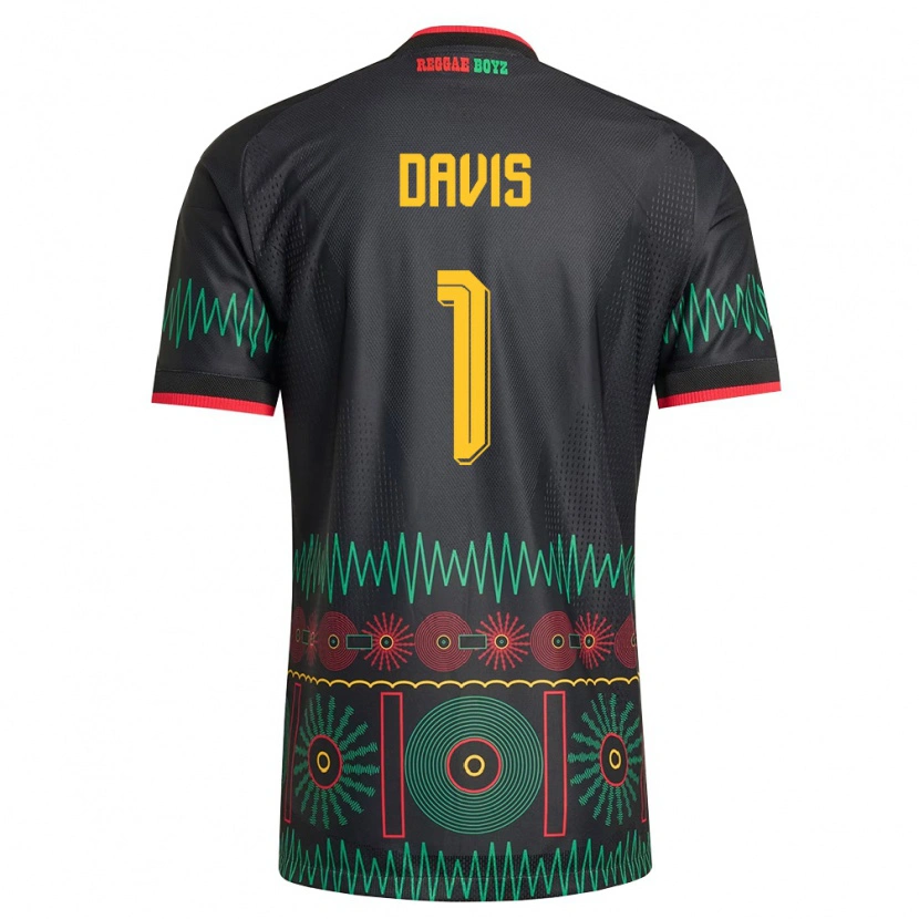 Danxen Dámské Jamajka Shaquan Davis #1 Černá Červená Žlutá Daleko Hráčské Dresy 26-28 Dres