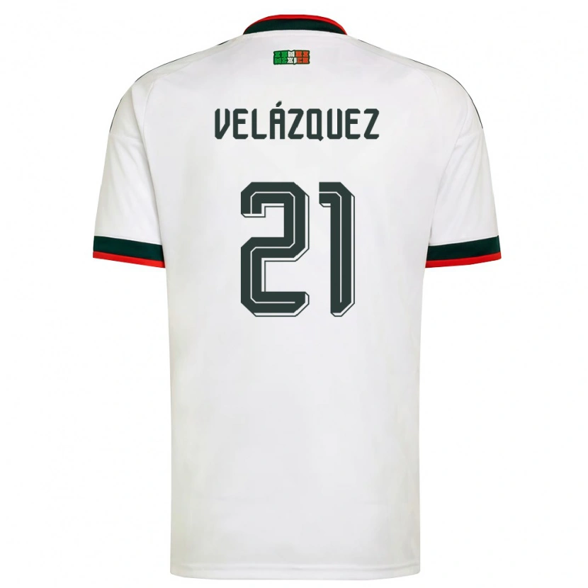 Danxen Dámské Mexiko Matías Velázquez #21 Bílá Vínová Zelená Daleko Hráčské Dresy 26-28 Dres