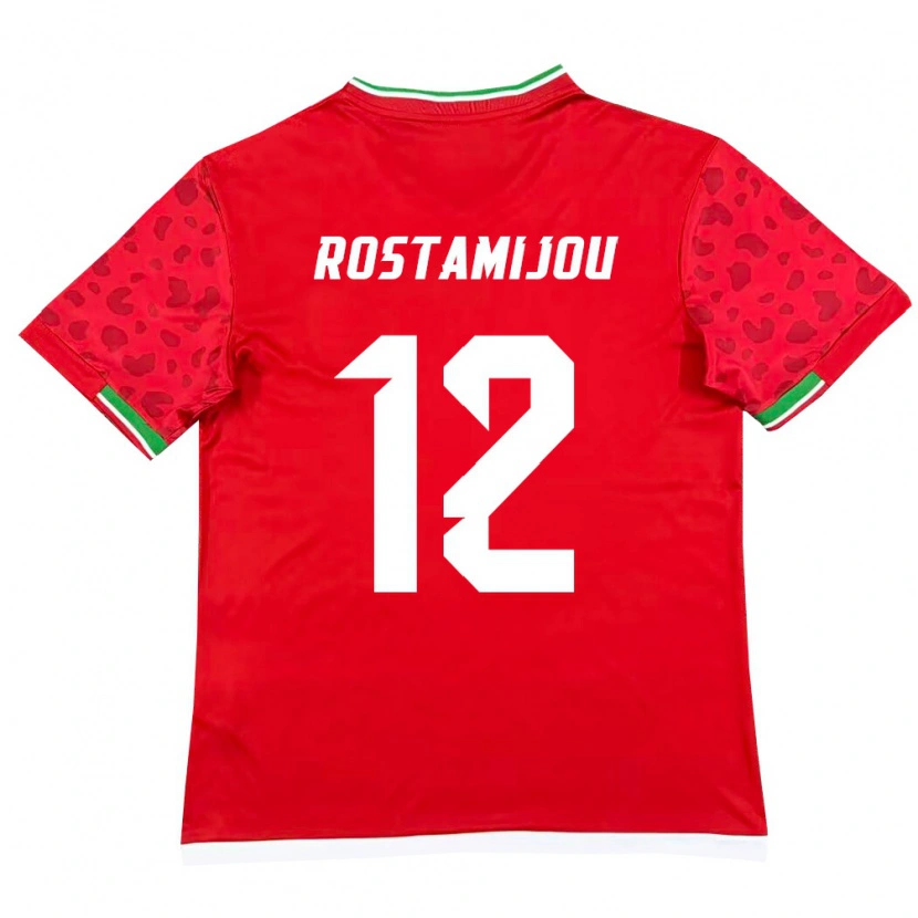 Danxen Dámské Írán Alireza Rostamijou #12 Červená Bílá Daleko Hráčské Dresy 26-28 Dres
