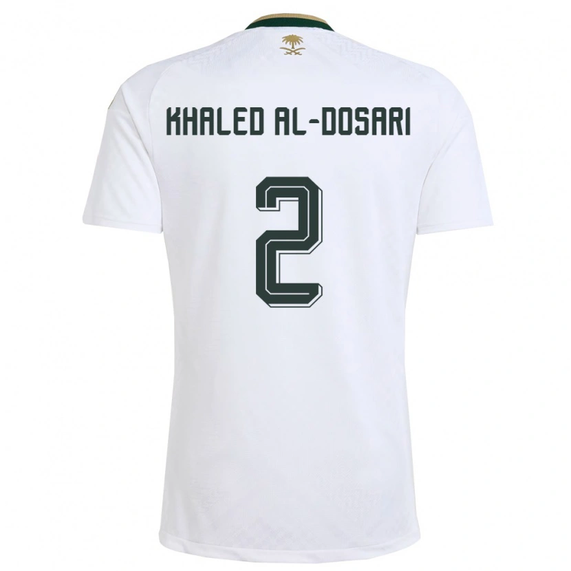 Danxen Dámské Saúdská Arábie Yazeed Khaled Al-Dosari #2 Bílá Zelená Zlatá Daleko Hráčské Dresy 26-28 Dres