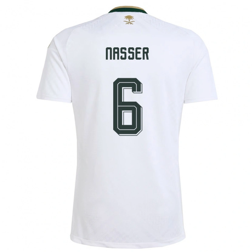 Danxen Dámské Saúdská Arábie Nasser Al-Dawsari #6 Bílá Zelená Zlatá Daleko Hráčské Dresy 26-28 Dres