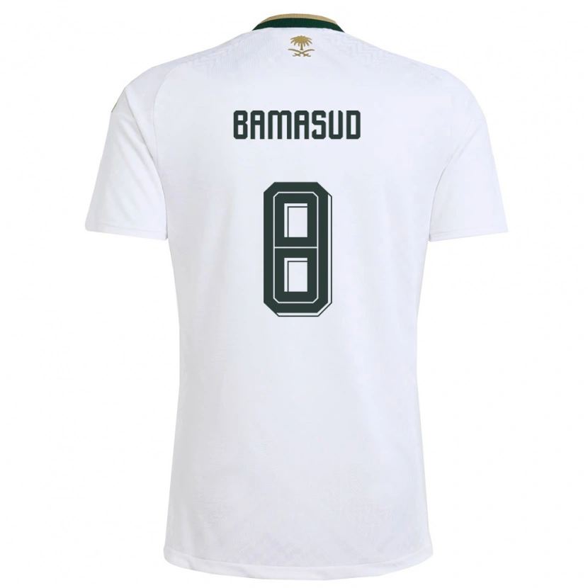 Danxen Dámské Saúdská Arábie Ahmed Bamasud #8 Bílá Zelená Zlatá Daleko Hráčské Dresy 26-28 Dres