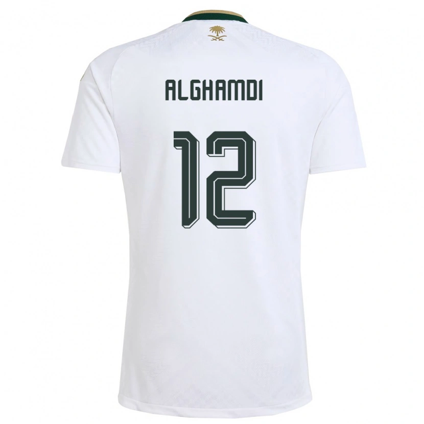 Danxen Dámské Saúdská Arábie Faisal Alghamdi #12 Bílá Zelená Zlatá Daleko Hráčské Dresy 26-28 Dres