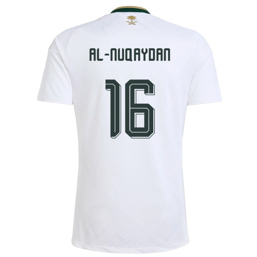 Danxen Dámské Saúdská Arábie Mohammed Al-Nuqaydan #16 Bílá Zelená Zlatá Daleko Hráčské Dresy 26-28 Dres