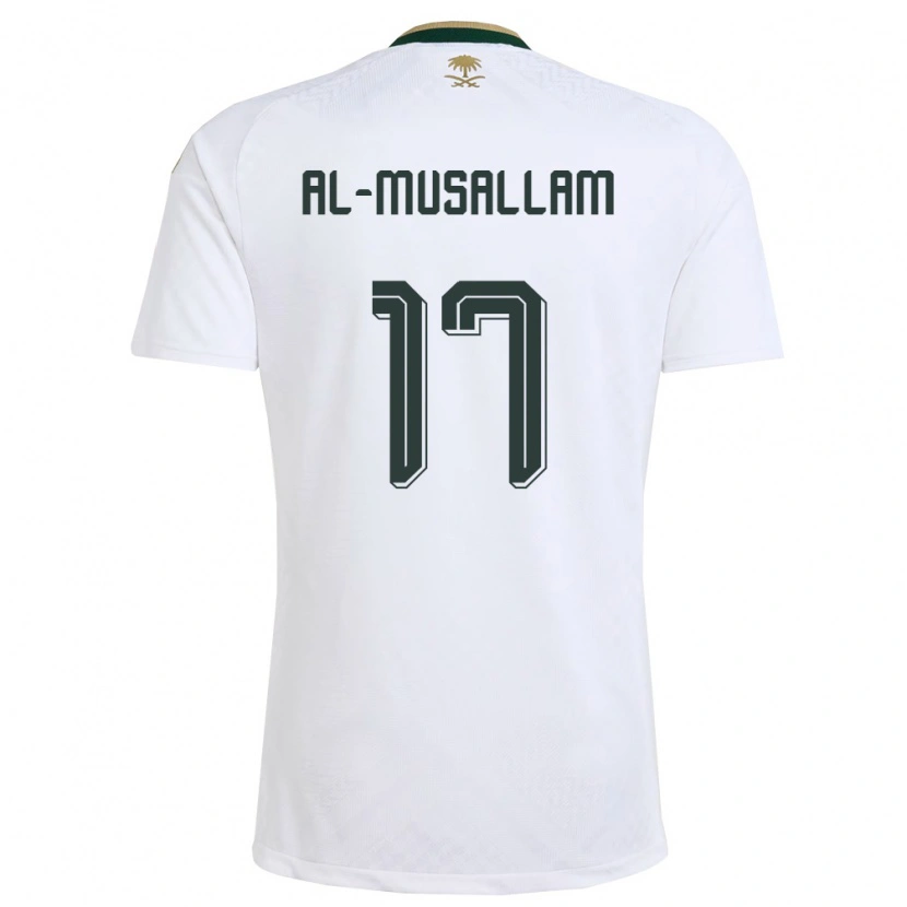 Danxen Dámské Saúdská Arábie Hassan Al-Musallam #17 Bílá Zelená Zlatá Daleko Hráčské Dresy 26-28 Dres