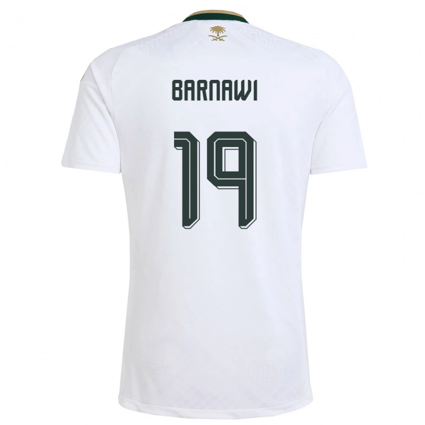 Danxen Dámské Saúdská Arábie Mukhtar Barnawi #19 Bílá Zelená Zlatá Daleko Hráčské Dresy 26-28 Dres