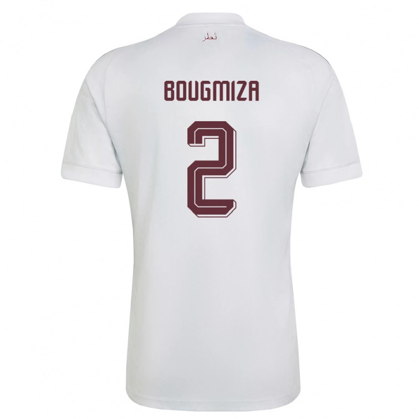 Danxen Dámské Katar Rami Bougmiza #2 Bílá Vínová Daleko Hráčské Dresy 26-28 Dres