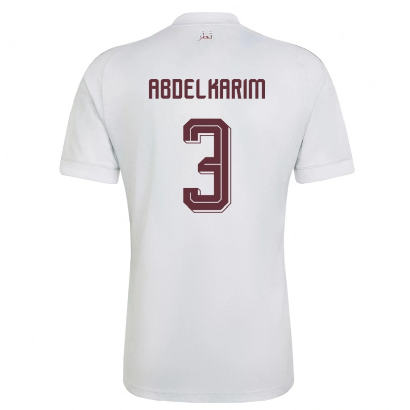 Danxen Dámské Katar Abdelkarim Hassan #3 Bílá Vínová Daleko Hráčské Dresy 26-28 Dres