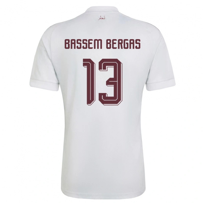 Danxen Dámské Katar Jad Bassem Bergas #13 Bílá Vínová Daleko Hráčské Dresy 26-28 Dres
