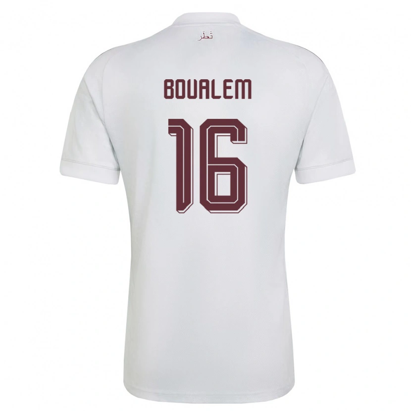 Danxen Dámské Katar Boualem Khoukhi #16 Bílá Vínová Daleko Hráčské Dresy 26-28 Dres