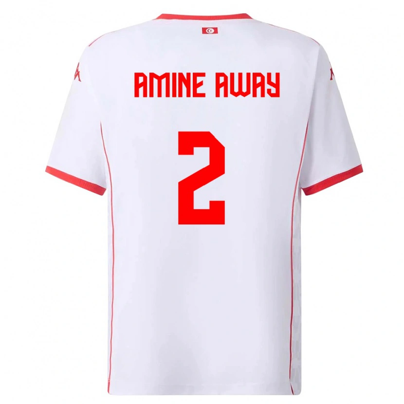 Danxen Dámské Tunisko Mohamed Amine Away #2 Bílá Červená Daleko Hráčské Dresy 26-28 Dres
