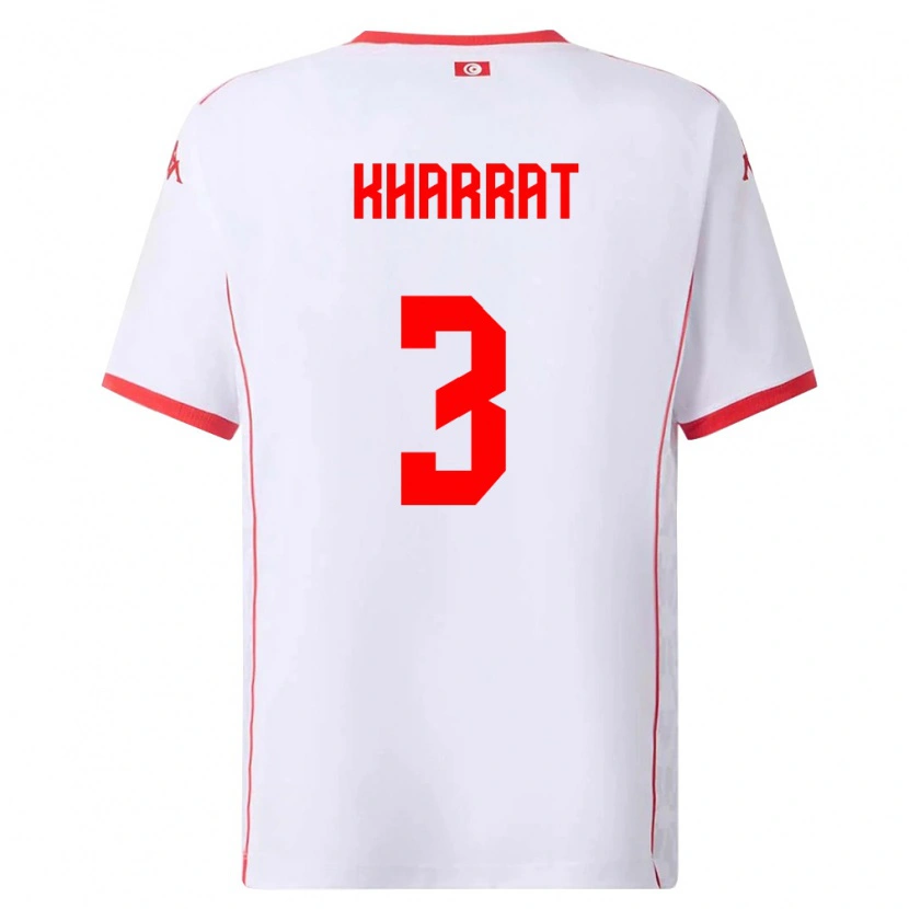 Danxen Dámské Tunisko Youssef Kharrat #3 Bílá Červená Daleko Hráčské Dresy 26-28 Dres
