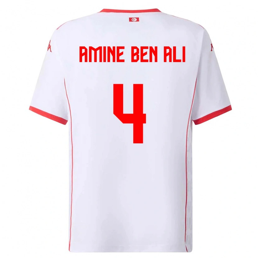 Danxen Dámské Tunisko Mohamed Amine Ben Ali #4 Bílá Červená Daleko Hráčské Dresy 26-28 Dres